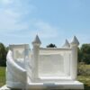 White Bouncy Castle with Curved Slide and Ball Pit
