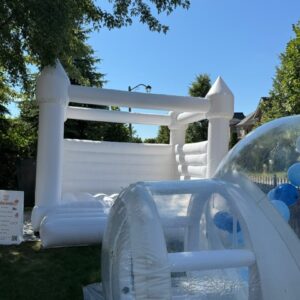 Package Deal – Medium White Bouncy Castle and Large Bubble Dome